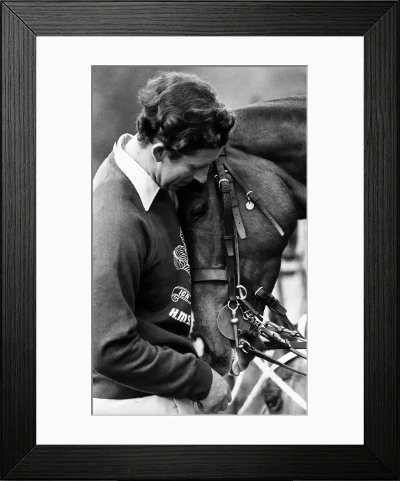 Framed Print : Prince Charles with polo horse at Windsor May 1977 Framed Print : Prince Charles with polo horse at Windsor May 1977