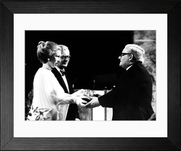 Framed Print : Ronnie Barker comedian receives award as Light Entertainment Performer of 1978 Framed Print : Ronnie Barker comedian receives award as Light Entertainment Performer of 1978