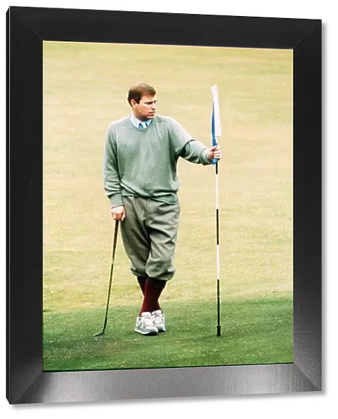 Prince Andrew playing golf at St. Andrews, Scotland August 1992