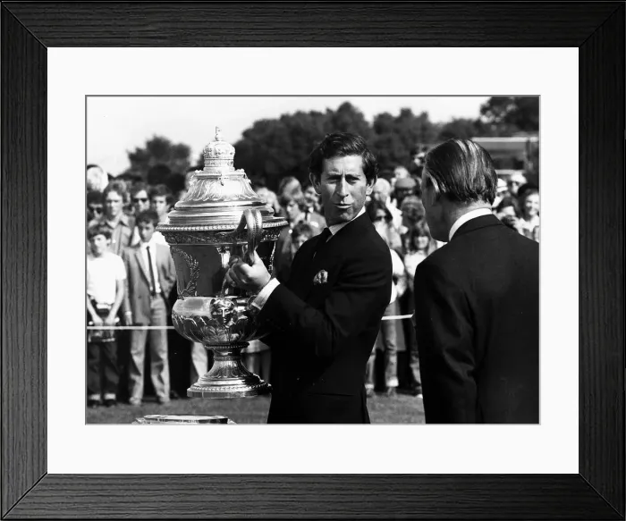 Framed Print : Prince Charles lifts up the Kings Coronation Cup July 1980 Framed Print : Prince Charles lifts up the Kings Coronation Cup July 1980