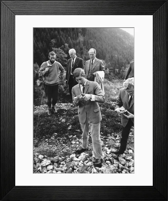 Framed Print : Prince Charles hikes over wild Welsh countryside to an old mine which provided gold for