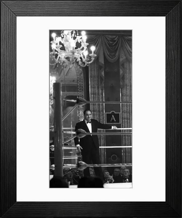 Framed Print : Rocky Marciano January 1962 at The Cafe Royal in London talking to members of Framed Print : Rocky Marciano January 1962 at The Cafe Royal in London talking to members of