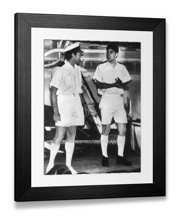 Framed Print : Prince Andrew Tropical Uniform, February 1980 Prince Andrew wipes his hands after
