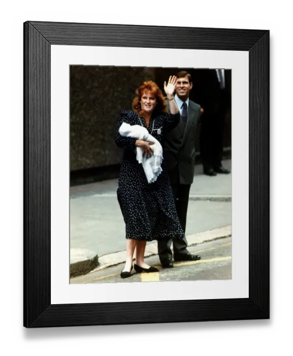 Framed Print : Prince Andrew Duke of York with his wife the Duchess of York with their new born baby