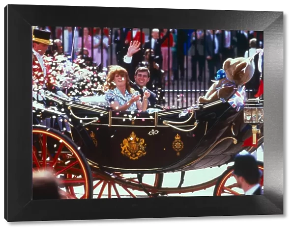 Prince Andrew and Sarah Ferguson seen here leaving Buckingham Palace for their Honeymoon