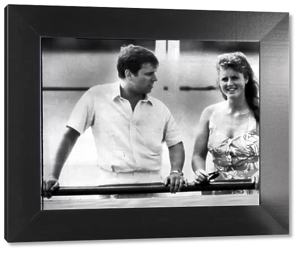 Duke and Duchess of York on the Royal Yacht Britannia sailing round the Azores on their