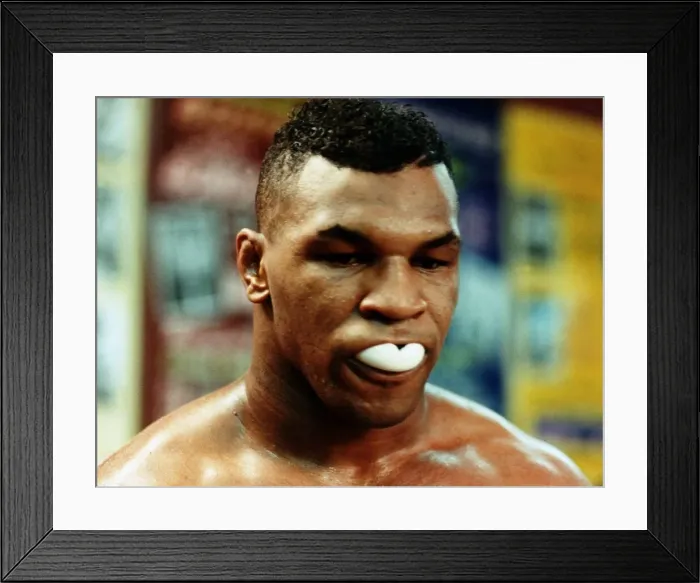 Framed Print : World Heavyweight Champion Boxe Mike Tyson of USA ahead of his fight with Frank Bruno