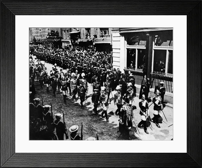 Framed Print : King Edward VII Funeral passing through Windsor 1910. There are nine heads of state Framed Print : King Edward VII Funeral passing through Windsor 1910. There are nine heads of state