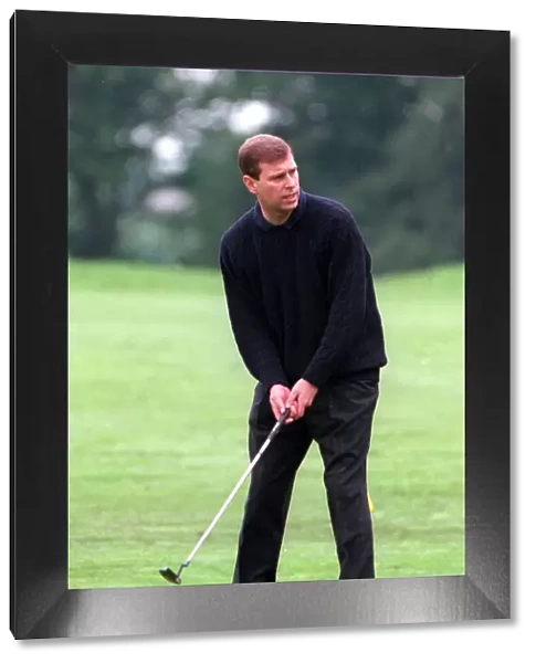 Prince Andrew playing golf at Roxburgh Golf Course in Kelso June 1997