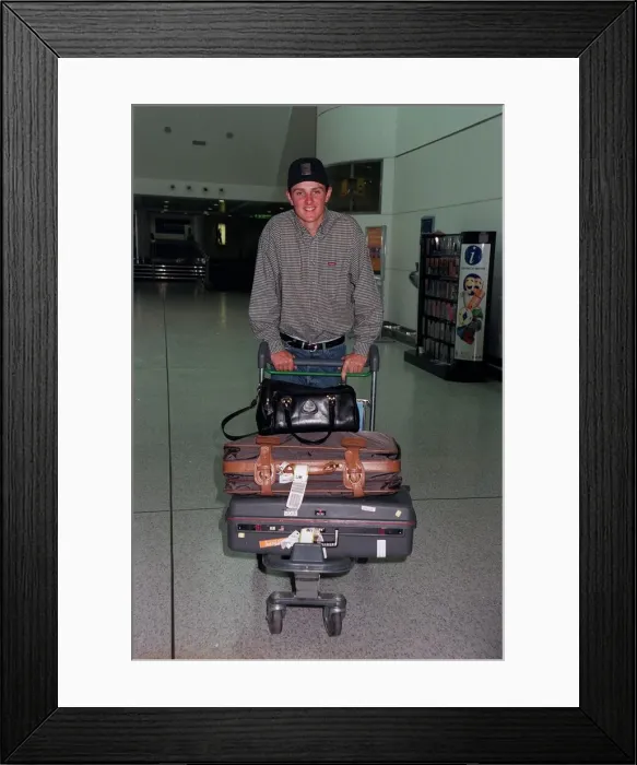 Framed Print : Justin Rose Golf September 1998 Schoolboy golf champion arriving at Heathrow