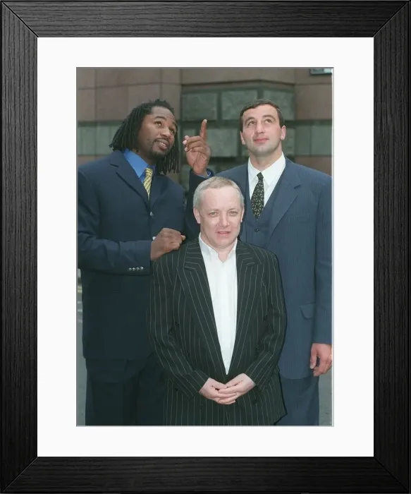 Framed Print : May 1998 Lennox Lewis boxer cracks a joke with Frank Maloney (C Framed Print : May 1998 Lennox Lewis boxer cracks a joke with Frank Maloney (C