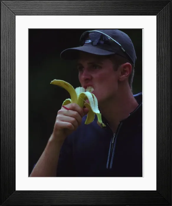 Framed Print : Justin Rose takes some refreshment during his round at the Dutch Open Championships Framed Print : Justin Rose takes some refreshment during his round at the Dutch Open Championships