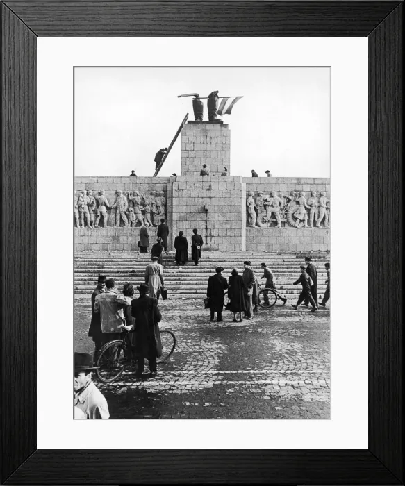 Framed Print : Hungarian Revolt 1956. Freedom fighters flies the flag from the boots of all that was Framed Print : Hungarian Revolt 1956. Freedom fighters flies the flag from the boots of all that was
