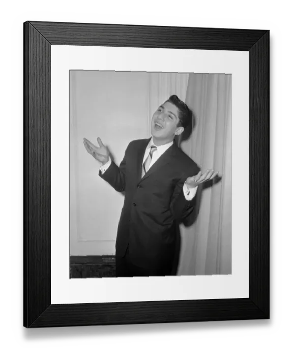 Framed Print : Sixteen year old Canadian singer songwriter Paul Anka pictured on his arrival in Britain