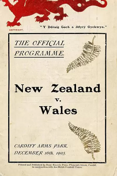 The programme for the famous victory over the All Blacks - Wales v New Zealand - December