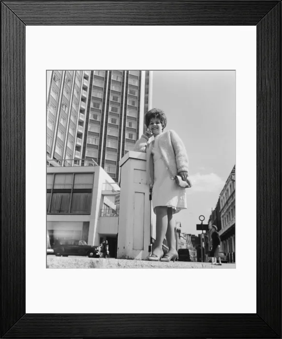 Framed Print : American pop singer Brenda Lee poses outside the Hilton Hotel in London
