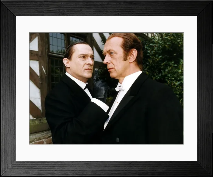 Framed Print : TV Programme Sherlock Holmes starring actor Jeremy Brett and actor Roy Marsden