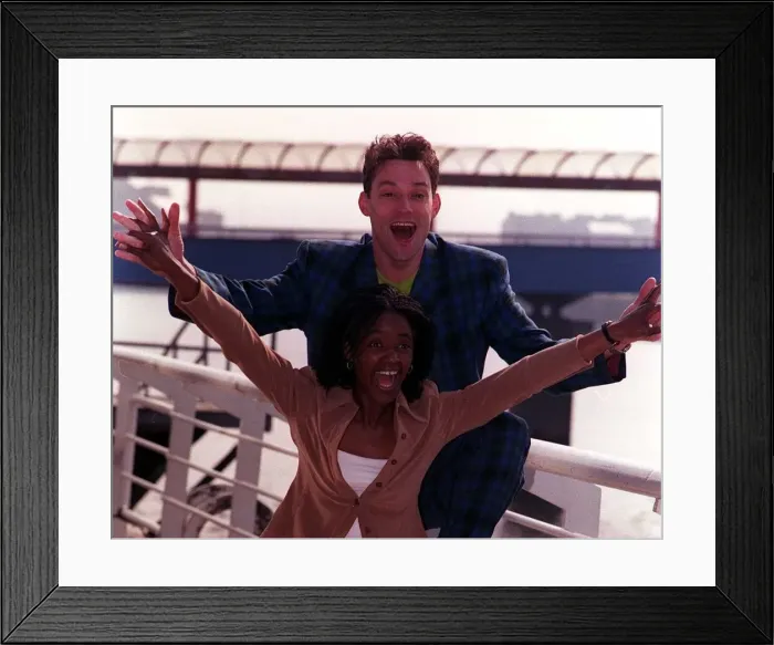 Framed Print : Toby Anstis and Diane Louise Jordan presenters of new childrens TV programme Bright Framed Print : Toby Anstis and Diane Louise Jordan presenters of new childrens TV programme Bright