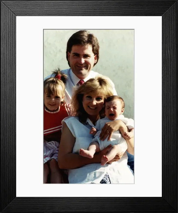 Framed Print : Richard Keays TV Presenter with his wife and children