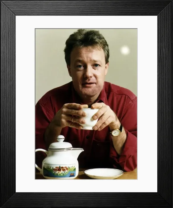 : Keith Chegwin TV Presenter at home drinking tea : Keith Chegwin TV Presenter at home drinking tea