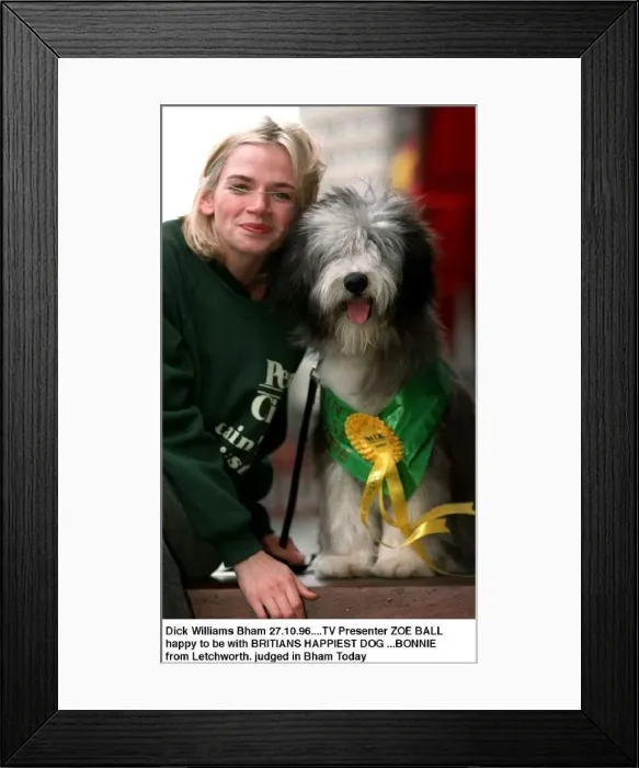 : Tv Presenter Zoe Ball with Britains Happiest Dog Bonnie a Bearded Collie : Tv Presenter Zoe Ball with Britains Happiest Dog Bonnie a Bearded Collie