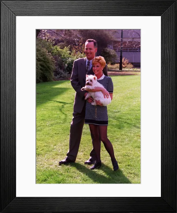 Framed Print : Michael Barrymore TV Presenter  /  Comedian with wife Cheryland their dog
