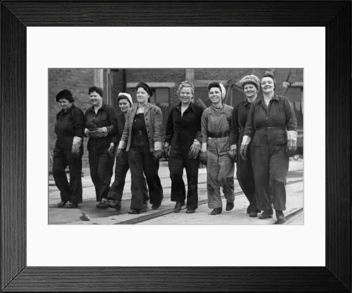 Framed Print : Women Power - The picture shows women welders at Blyth Dry Dock Co. Ltd. in 1947