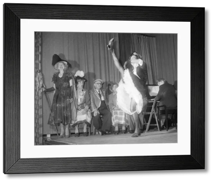 Framed Print : Old lady performs the can-can during a concert by pearly kings and queens Framed Print : Old lady performs the can-can during a concert by pearly kings and queens