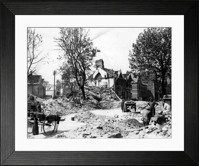 Framed Print : War - World War II - Picture of the damage caused by German bombers during air raids over Framed Print : War - World War II - Picture of the damage caused by German bombers during air raids over