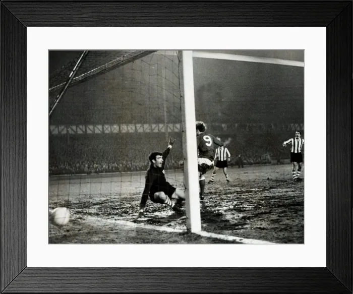 Framed Print : Rangers versus Athletico de Bilbao March 1969 Rangers first goal at Ibrox- It loos