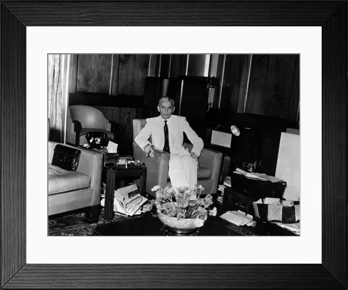 Framed Print : Mohammad Ali Jinnah - Governor General of Pakistan in the study of his new Delhi Framed Print : Mohammad Ali Jinnah - Governor General of Pakistan in the study of his new Delhi