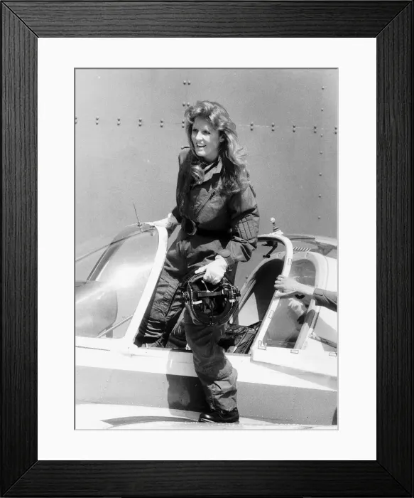 Framed Print : Sarah Ferguson steps out of stunt plane