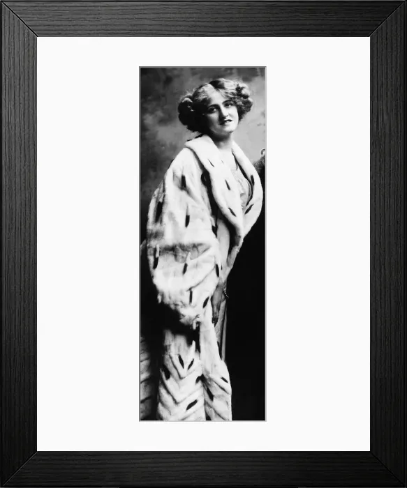 Framed Print : Miss Ivy Close models a fur coat in 1909 January 1909 Framed Print : Miss Ivy Close models a fur coat in 1909 January 1909