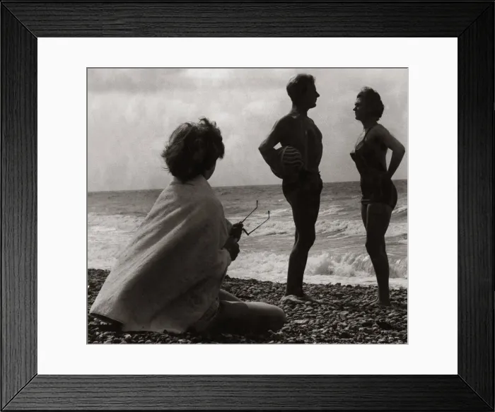 Framed Print : Young people enjoying the evening on the beach July 1953 Framed Print : Young people enjoying the evening on the beach July 1953