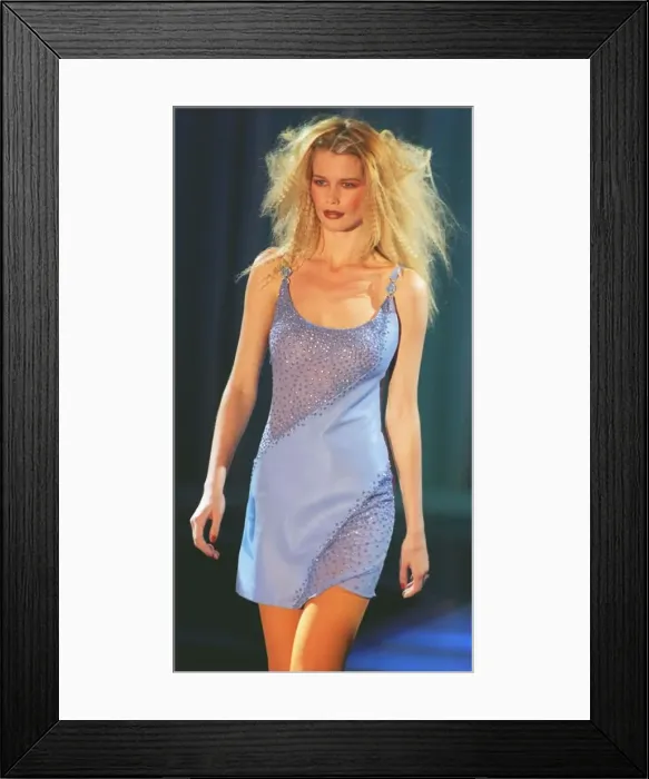 Framed Print : Claudia Schiffer models Gianni Versace March 1996
