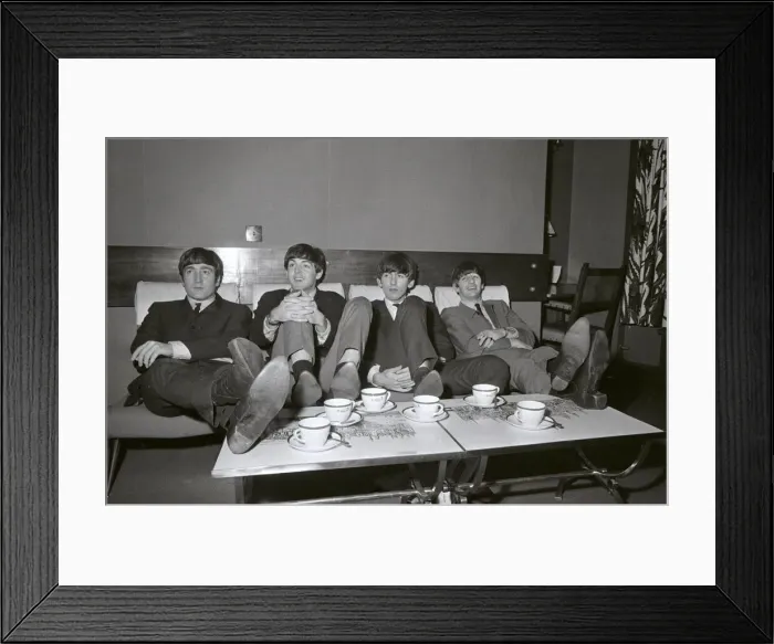 Framed Print : The Beatles relax in their dressing room between the rehearsals for the Royal Variety Framed Print : The Beatles relax in their dressing room between the rehearsals for the Royal Variety