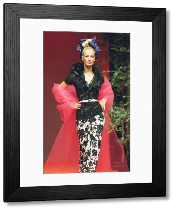 Framed Print : KAREN MULDER MODELS CHRISTIAN LACROIX AT PARIS COUTURE