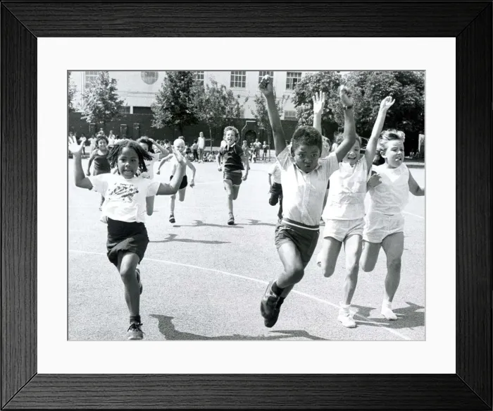 Framed Print : Mini Olympics, Bardley school training. Ladbroke Grove August 1983