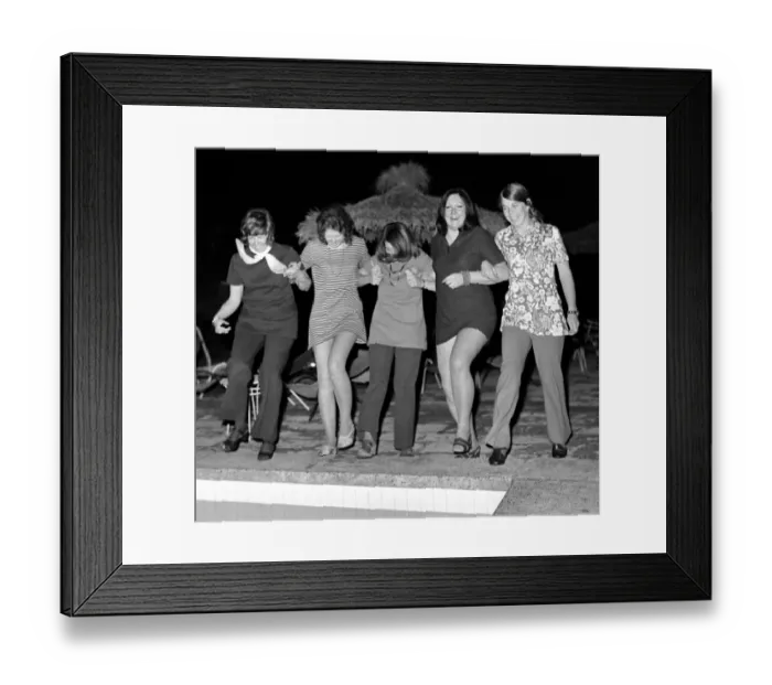 Framed Print : Five girls who have taken advantage of the new Majorca on £18'trips