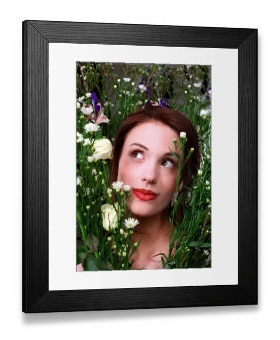 Framed Print : Model amid flowers March 1999 ecard09 Framed Print : Model amid flowers March 1999 ecard09