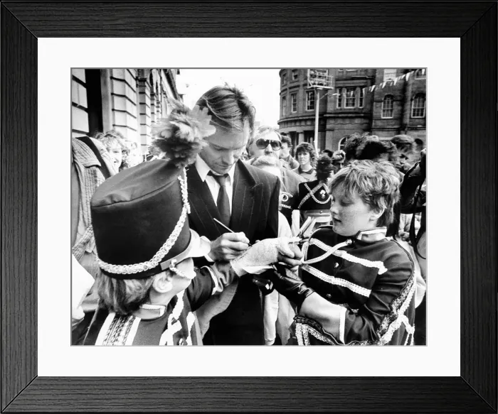 Framed Print : Rock star turned film star Sting was beseiged by autograph hunters when he returned to