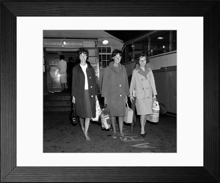 Framed Print : Fiesta Tours row - July 1964 Three Sunderland girls who returned from Spain from a Framed Print : Fiesta Tours row - July 1964 Three Sunderland girls who returned from Spain from a