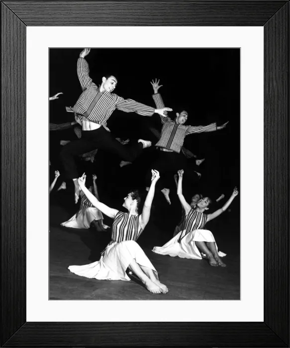 Framed Print : The Karmon Israeli dancers rehearsing - six boys and six girls dancing barefoot in highly Framed Print : The Karmon Israeli dancers rehearsing - six boys and six girls dancing barefoot in highly