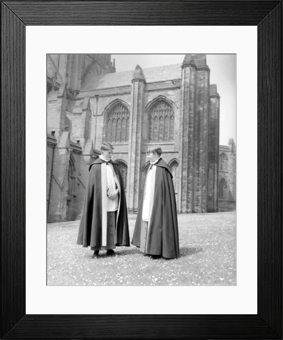 : Two choristers stand in the grounds of Lichfield Cathedral. September 1959 : Two choristers stand in the grounds of Lichfield Cathedral. September 1959
