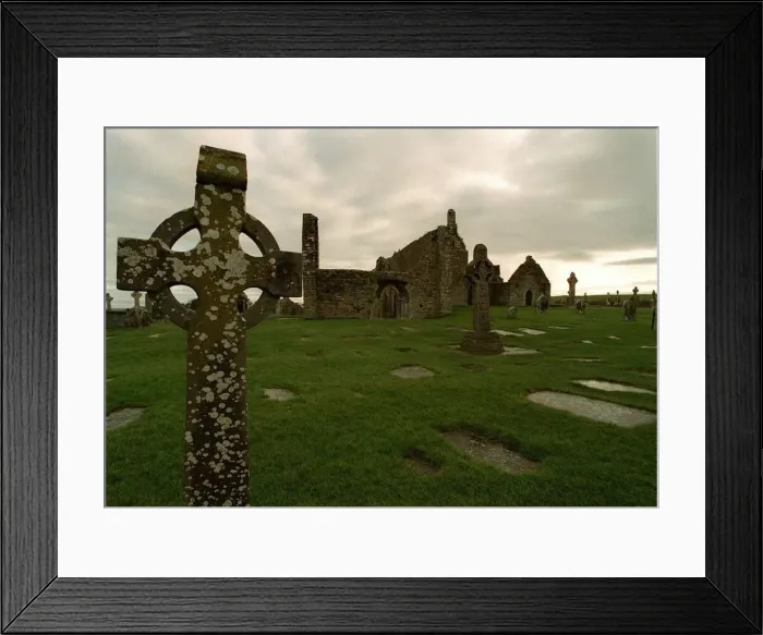 Framed Print : Clomacnoise Monastic site on the edge of the river Shannon Framed Print : Clomacnoise Monastic site on the edge of the river Shannon