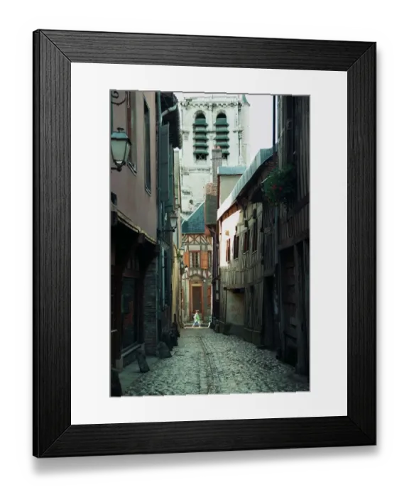 Framed Print : A market town in France