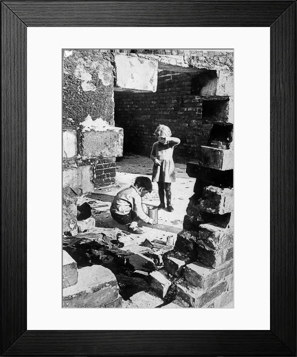 Framed Print : Children playing in a derelict building in 1970 Local Caption friendshipimages