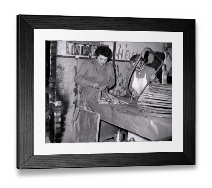 Framed Print : These employees are working on some of the 31 wood fixtures which go into a jaguar Framed Print : These employees are working on some of the 31 wood fixtures which go into a jaguar