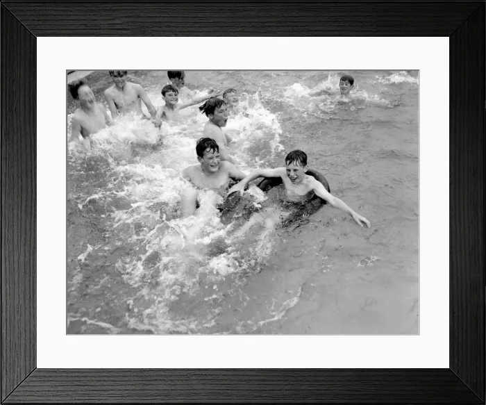 Framed Print : School holidays at Ashby present few problems. For 3d. children can splash Framed Print : School holidays at Ashby present few problems. For 3d. children can splash