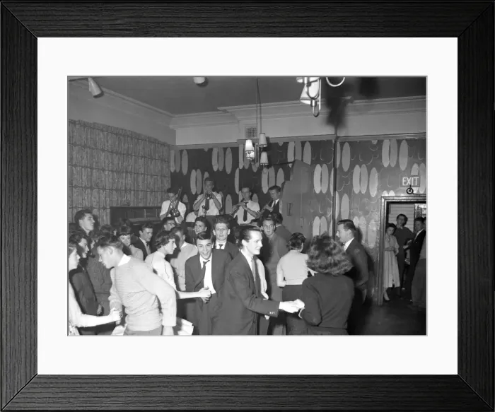 Framed Print : People dancing to the jazz band at the Studio One club. The resident band New Orleans Framed Print : People dancing to the jazz band at the Studio One club. The resident band New Orleans